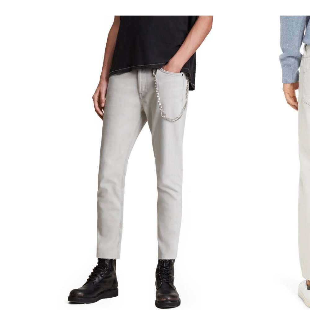 Dean Cropped Slim Jeans bleached black